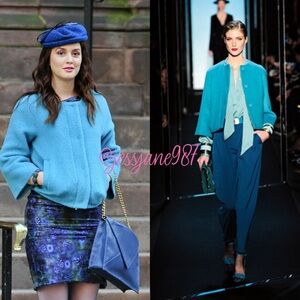 Blair Waldorf DVF Blue Wool Milford Jacket